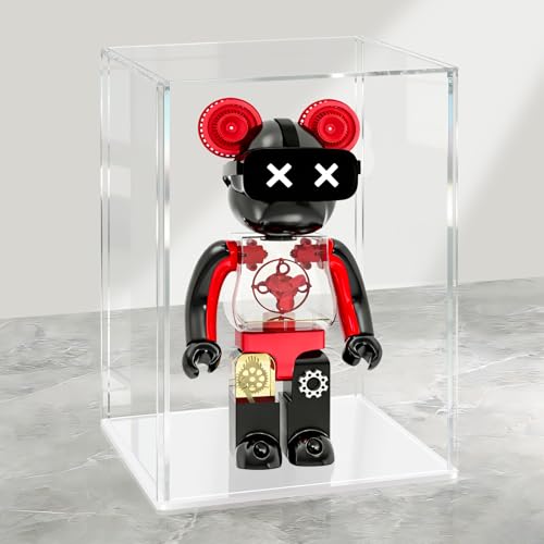 LANSCOERY Acrylic Display Case, 8x8x12 in, Upgraded Thickened UV-Resistant Showcase, 98% Clarity Dustproof Box with Glossy White Base for Action Figures, LEGO & Models, Includes Scraper & LED Light - color: White, size: 8x8x12inch; 20x20x30cm