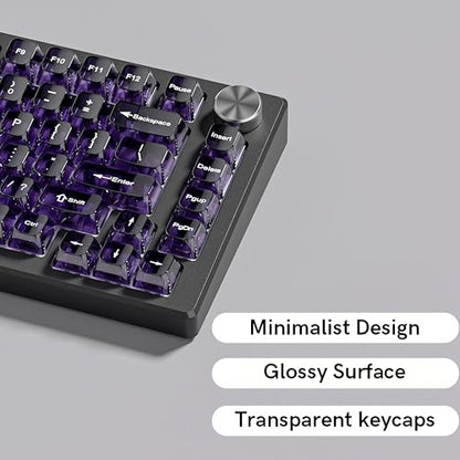 dagaladoo Purple Clear Keycaps,Glossy Jelly Keyboard caps tranlucent Set | Transparent keyboard keycaps ceramic style,MDA Profile,115 keys PC keycaps for Mechanical Keyboard with MX Switches - color: Purple