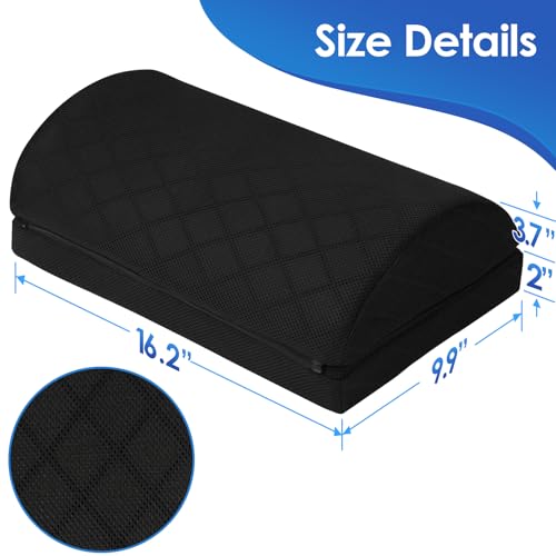 CushZone Foot Rest for Under Desk at Work Adjustable Foam for Office and Home, Office Desk Accessories，Comfortable Footrest with 2 Adjustable Heights，Back & Hip Pain Relief (Black) - color: Black, size: Medium