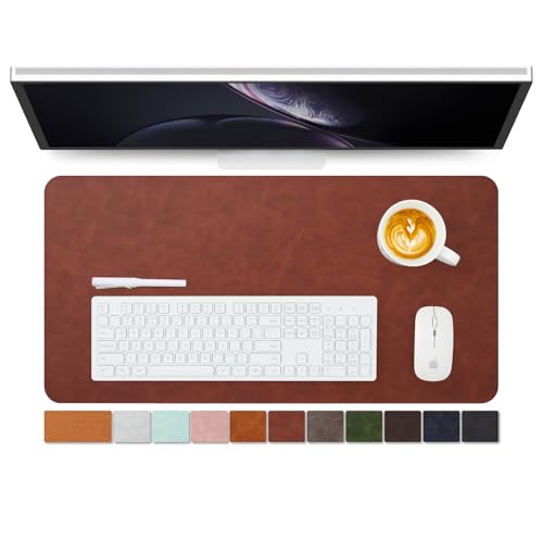 Distressed Leather Desk Mat - Non-Slip PU Desk Pad for Office and Home - Desk Organization and Accessories - Ideal for Large Mouse Pad and Desk Mats on Top of Desks(Mahogany,27.6"x 13.8") - color: Mahogany, size: 27.6" x 13.8"