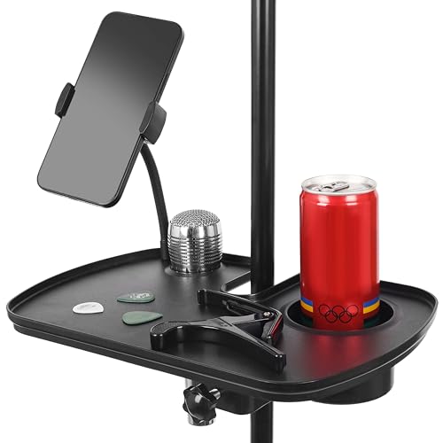 Plastic Microphone Stand Tray Stage Concert Performance Vocal Guitar Accessory with Drink Holder and Microphone Holder (Deluxe B), ahy00