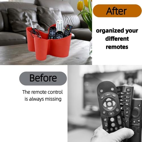 Khakho Flower Shape Remote Control Holder,Desk Organizer Storage Container, Office Supplies Desktop Organizer Rack,Multi-Functional Remote Control Box (Red) - color: Red
