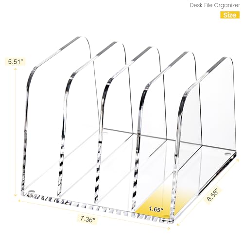 YUXUN Desk File Organizer,4-Section Clear Acrylic Desk Organizer,Vertical File Sorter Holder Organization for Office School & Classroom - style: 4-Section,B5