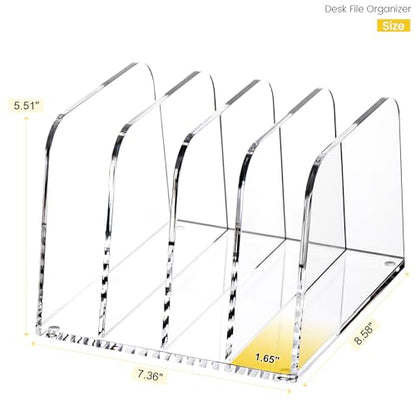 YUXUN Desk File Organizer,4-Section Clear Acrylic Desk Organizer,Vertical File Sorter Holder Organization for Office School & Classroom - style: 4-Section,B5