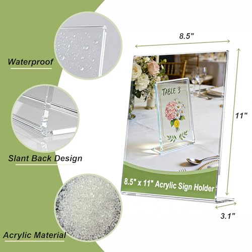 Acrylic Sign Stand Holder - 8.5x11 Inches Plastic Acrylic Literature Holders, 12 Pack Sign Holders Suit for Flyer, Magazine, Pamphlet, Booklet Display - style: 12pack