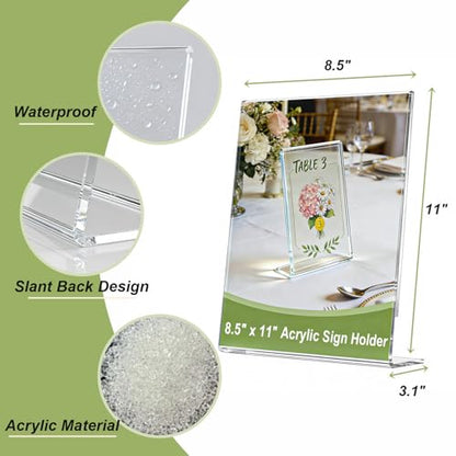 Acrylic Sign Stand Holder - 8.5x11 Inches Plastic Acrylic Literature Holders, 12 Pack Sign Holders Suit for Flyer, Magazine, Pamphlet, Booklet Display - style: 12pack