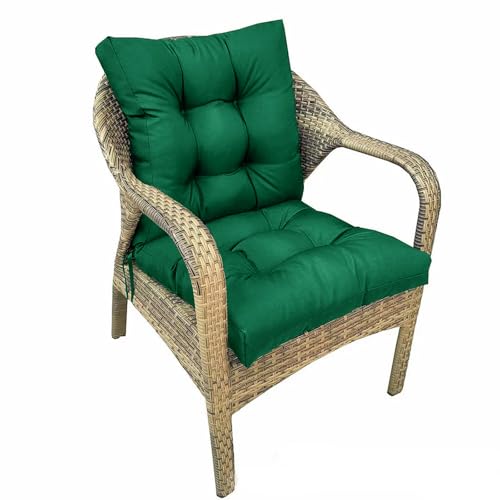 Outdoor Wicker Chair Cushions for Porch Garden No Slip High Back Patio Chair Cushion with Ties Thicken Tufted Indoor Rocking Chair Seat Pads Dark Green 41.7"*20.8" - color: Dark Green