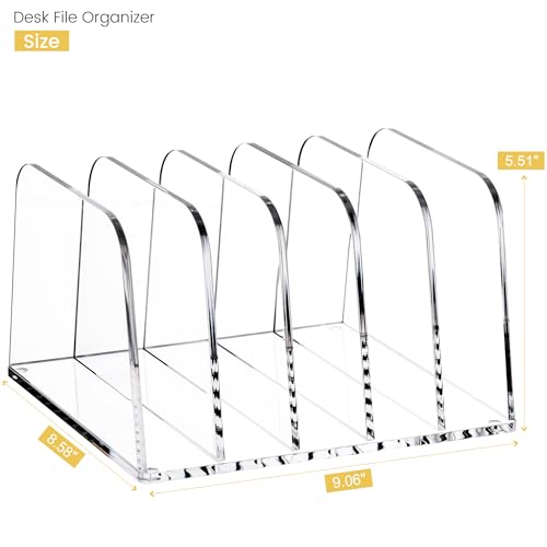 YUXUN Desk File Organizer,5-Section Vertical Clear Acrylic Desk Organizer File Holder Mail Sorter Office Organization for Office Home &Classroom（B5） - style: 5-Section,B5