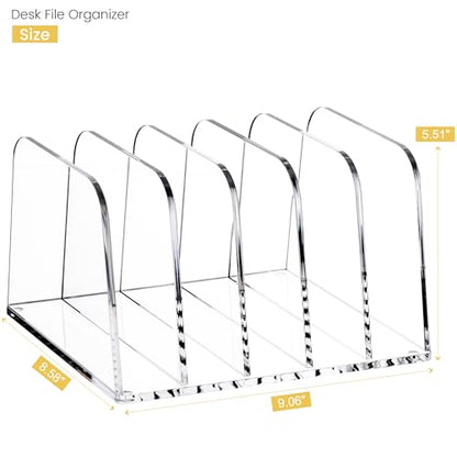 YUXUN Desk File Organizer,5-Section Vertical Clear Acrylic Desk Organizer File Holder Mail Sorter Office Organization for Office Home &Classroom（B5） - style: 5-Section,B5
