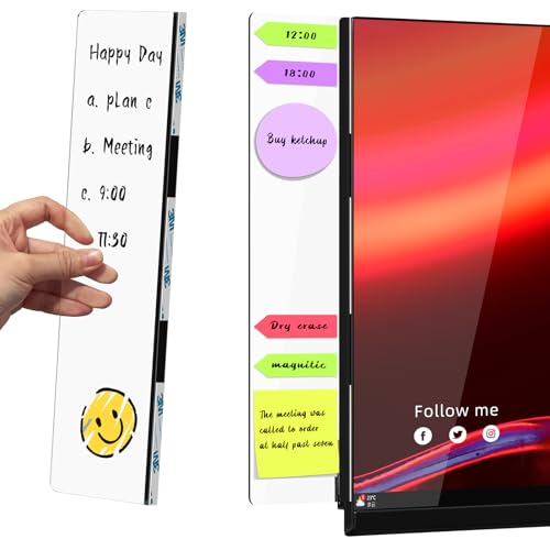 Crpich Transparent Acrylic Memo Board – 13.2" x 3.3", 2 Pack Clear Monitor Sticky Note Holders with Screen-Safe 3M Adhesive, Large Office Desk Panels - style: 13.2" X 3.3"-Clear-2Pack