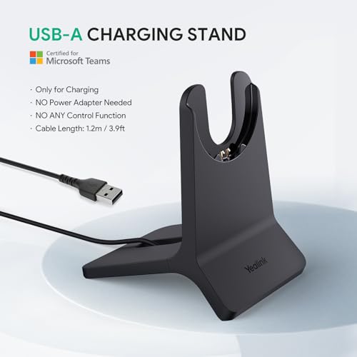 Yealink BHC74 Charging Stand for BH74 Bluetooth Headset & WH68 Hybrid Headphone, ≤90min Fast Charging, NO Power Adapter Needed, NO Headset Control Function, 1.2m USB-A Cable (ONLY Charging Stand)