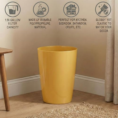 Mini Waste Basket - Durable Small Plastic Garbage Trash Can Bin - Lidless Open-Top, Slim Profile for Compact Spaces - Suitable for Home, Bathroom, Office, Bedroom, Kitchen and More, Soft Brass - color: Soft Brass