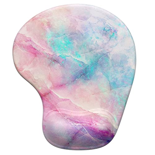Hsurbtra Ergonomic Mouse Pad with Wrist Rest Support, Gel Mouse Pads with Non-Slip PU Base, Pain Relief Memory Foam Computer Mat, Cute Office Supplies Desk Decro Accessories, Colorful Marble - color: Colorful Marble, size: Normal