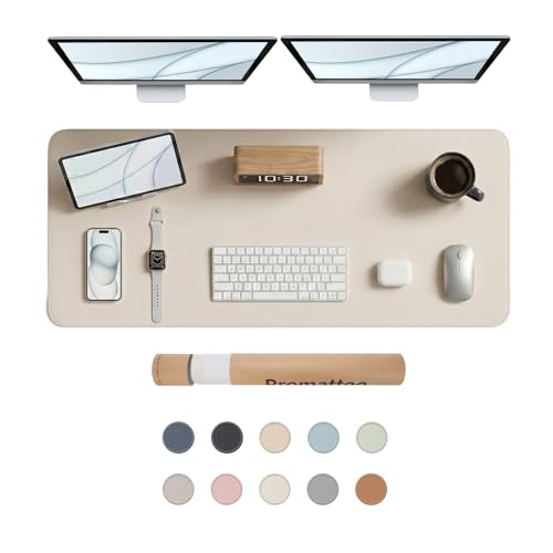 Large Desk Pad Non-Slip Desk Mat Protector for Keyboard Mouse Waterproof Vegan Leather Surface Faux Leather Laptop Mat Smooth Mouse Pad Premium Gift Tube Creamy White 47" x 17" - color: Creamy White, size: 47" x 17"