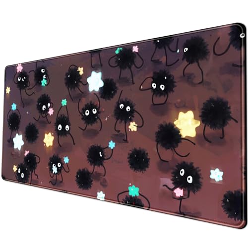 Desk Pad Anime Black Pom Poms Gaming Mouse Pad Large Star Designs Desk Office Decor Exclusive Beautiful Girls Mouse Pad for Women Desktop with Stitched Edges Non-Slip Computer Mat 31.5x11.8In - color: C-dark Brown