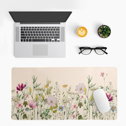 Flower Gaming Mouse Pad Large Mouse Pad for Keyboard and Mousepad Desk Mat with 3mm Non-Slip Base and Stitched Edge for Gaming and Office Computer Mat Protector Mat 27.6x11.8 Inch - color: Flower