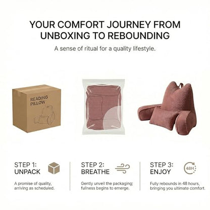 Patented Design Lounge Pillow with Arms for Couch & Bed, Extra Large Reading Pillow Backrest with Detachable Lumbar Support, Sitting Up Support Cushion with Side Pockets, Brick Brown - color: Brick Brown