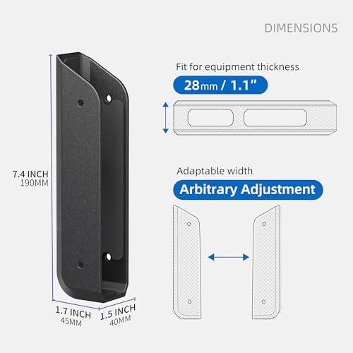 ELETIUO Wall & Under Desk Laptop Mount Holder with Adhesive & Screws in,1.02"/ 26 mm Thick,Anti-Scratch Pads,Universal for MacBooks,Surface,Keyboards,Tablets,Switch &More - color: Black