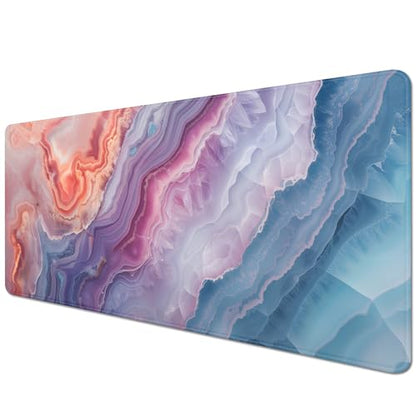 Geode Agate Aesthetics Mouse Pad Desk Mat Large Desk Pad Alfombrilla para Mouse Computer Pad Long Mousepad with Stitched Edge Non-Slip Rubber Base for Office School Home (27.5X11.8 in) - color: geode agate