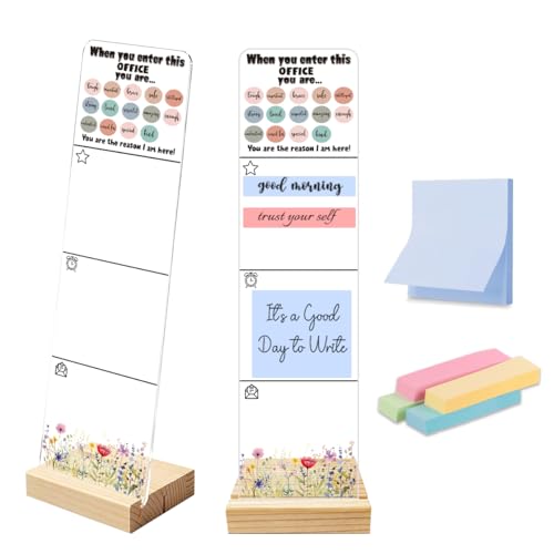 Sticky Note Holder Acrylic Monitor Memo Board Desk Organizers and Accessories Desk Decor Post It Note Holder with 200Pcs Sticky Notes Positive Affirmation Inspirational Desk Sign - color: Office