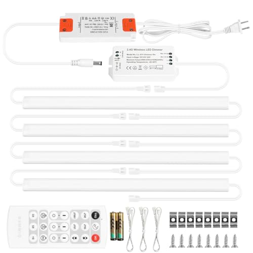 Litever Under Cabinet Lighting Kit. Slim. Super Bright. 21W. Dimmable. Remote with Synchronous Control. Perfect for Kitchen Under Cabinets, Over Counter, Display Lights, Shelf Light. Cool White 4000K. - color: Cool White 4000K