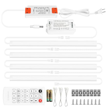 Litever Under Cabinet Lighting Kit. Slim. Super Bright. 21W. Dimmable. Remote with Synchronous Control. Perfect for Kitchen Under Cabinets, Over Counter, Display Lights, Shelf Light. Cool White 4000K. - color: Cool White 4000K