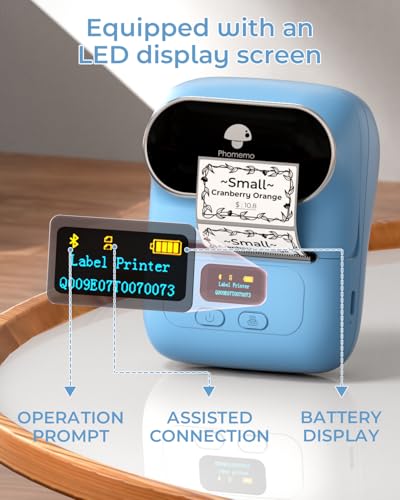 Phomemo Barcode Label Printer - M110 Label Maker Portable Bluetooth Label Maker Machine for Small Business, Barcode, Address, Logo, Clothing, Jerwery, Thermal Printer Compatible with Phones & PC, Blue - color: Blue
