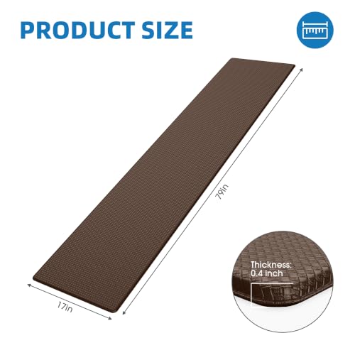 Kitchen Mats for Floor - 17"x79" Anti Fatigue Mats for Kitchen Floor - Non Slip Cushioned Rugs for Standing - Brown - color: Brown, size: 1pc: 17" x 79" x 0.4"