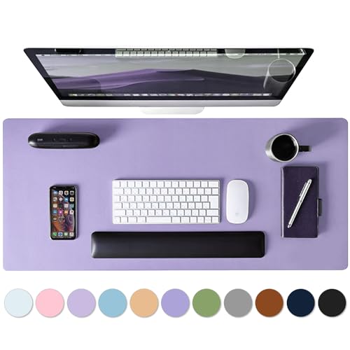 Leather Desk Pad Protector, Mouse Pad, Non-Slip Computer Mat for Desk, PU Leather Office Desk Mat for Home & Office, Waterproof Laptop Desk Blotter for Keyboard and Mouse, Taro Purple (13.7''X23.6'') - color: Taropurple, size: 13.7''X23.6''