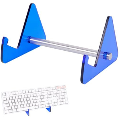 CRASPIRE Keyboard Holder Shelf Keyboard Display Stand Blue Acrylic Iron Portable Removable Mechanical Computer Collection Storage Desktop Tray Rack for Computers Tablet Home Office Study Supplies - color: Blue