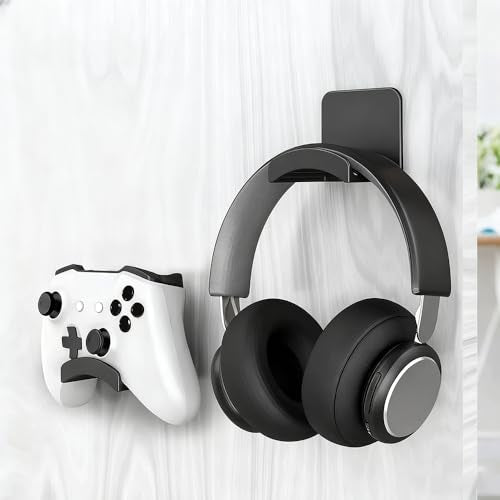 30 PCS Headphone Wall Hangers with Nano Tape, Adhesive Gaming Headphone Stand Headset Holder Hook Wall Desk Closet Door Mount for Most Headphone Controller Hat Baseball Caps (Black)
