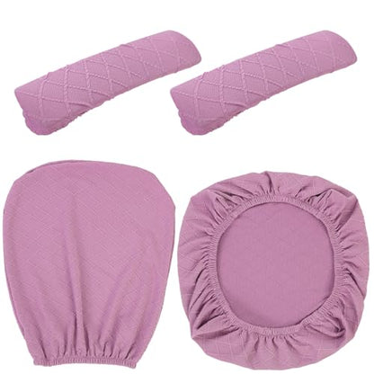 Tallew 4 Pcs Office Chair Covers Set Computer Universal Protective Stretchable Chair Seat Covers Desk Armrest Slipcovers Pads Office Cushion Backrest for Rotating(Light Purple) - color: Light Purple