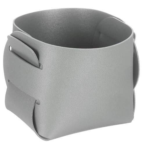 uxcell Valet Tray Organizer, PU Leather Desktop Storage Organizer Box Tray Entryway Table Bedside Nightstand Catchall Vanity Tray for Jewelry Key Coin Watch Wallet (Grey) - color: Grey