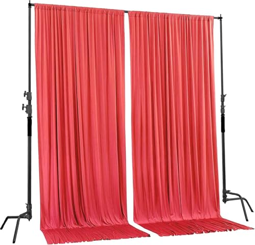 AK Trading CO. 10 feet x 8 feet IFR Polyester Backdrop Drapes Curtains Panels with Rod Pockets - Wedding Ceremony Party Home Window Decorations - Coral - color: Coral