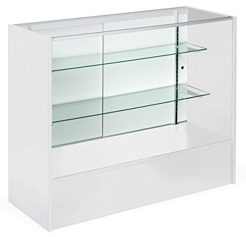 Only Hangers Full Vision Display Showcase with LED Lights, 72" Wide or 48" Wide- Available in Black, Maple, and White (White with LED Lights, 48") - color: White With Led Lights, size: 48"