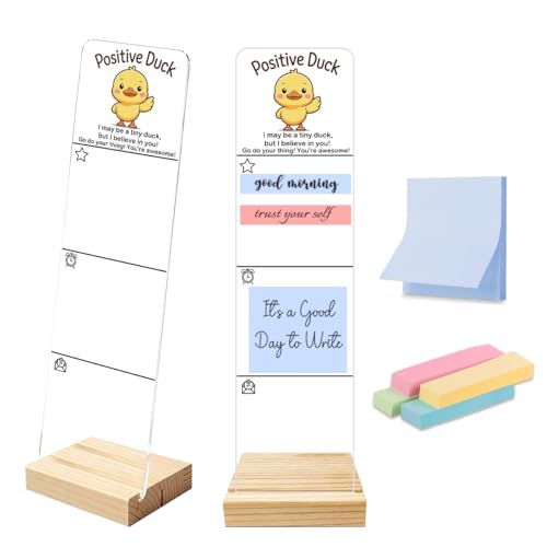 Sticky Notes Monitor Memo Board Acrylic Holder with Removable Wooden Base, But I Believe in You Logo Desk Set with 200 Sheets Two Sizes Sticky Notes, Office Desk Accessories Organizer - color: Believe