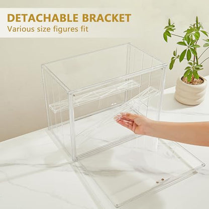 LXLXXL Acrylic Display Case for Collectibles 3 Layer Adjustable Figure Display Cases with Magnetic Door Clear Stackable Display Box for Figures Showcase 2Pack - size: XLarge 2 Pack