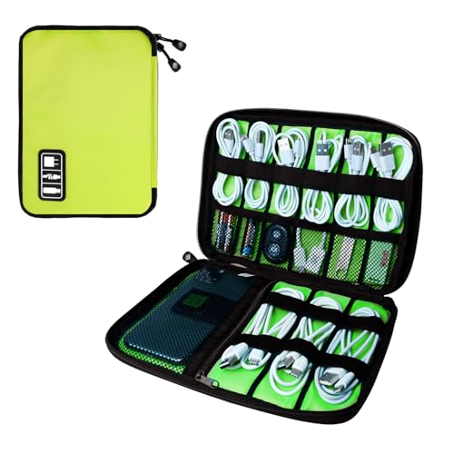 Lcsmaokin Electronics Organizer Travel Case,Electronic Accessories Storage Bag,Portable Waterproof Cable Organizer Bag,Travel Cord Organizer Bags for Small Charging Cord Storage,SD Card-Green - color: C-Green-Green, size: Single Layer