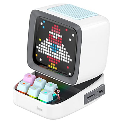 Divoom Ditoo Pro Retro Pixel Art Game Bluetooth Speaker with 16X16 LED App Controlled Front Screen (White) - color: White