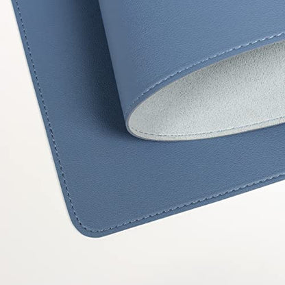 Wolaile Faux Leather Desk Pad Blotter,Water and Slip Resistant Writing Desk Protector Mat,Blue Large Mouse Pad for Desktop/Office Home Table Cover,36x17 in - color: Blue