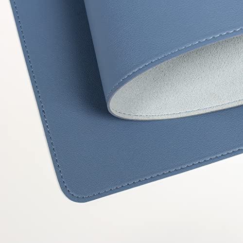 Wolaile Faux Leather Desk Pad Blotter,Water and Slip Resistant Writing Desk Protector Mat,Blue Large Mouse Pad for Desktop/Office Home Table Cover,36x17 in - color: Blue