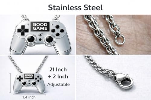 Game Controller Necklace – Symbol of Passion, Gaming, and Fun – Meaningful Gamer Pendant for Players, Streamers, and eSports Fans – Gift for Mom, Dad, Daughter, Son, Friend, Women and Men - color: Silver