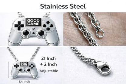 Game Controller Necklace – Symbol of Passion, Gaming, and Fun – Meaningful Gamer Pendant for Players, Streamers, and eSports Fans – Gift for Mom, Dad, Daughter, Son, Friend, Women and Men - color: Silver