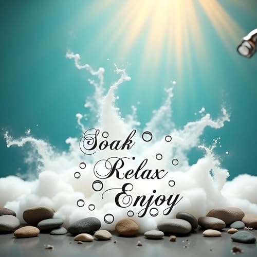 Soak Relax Enjoy Bathroom Wall Decals,Art Quote Stickers for Bathroom, Bedroom and Living Room,Inspirational Home Decor, Murals and Room Decor (17.7x11.4 Inch)