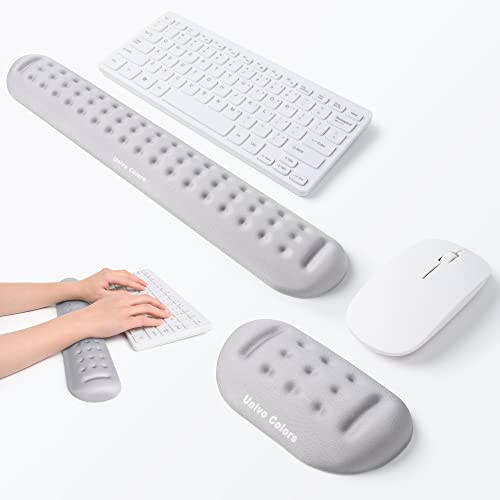 UnivoColors Gray Keyboard Wrist Support and Mouse Wrist Rest Set, Made of Memory Foam Soft Gel, Ergonomic Pad for Computer, Laptop, Mouse, Office, Gaming - color: Kw_gray, style: Wrist Rest for Keyboard & Mouse
