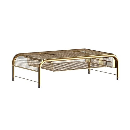 Martha Stewart Ryder Gold Mesh Metal Desktop Monitor Stand Riser with Organizer Drawer and Side Storage
