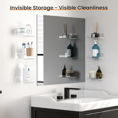 upsimples 6 Pack 6x4 Inches Acrylic Small Shelves, Floating Shelves for Wall, Display Shelf Organizer for Plants, Speaker, Radio, Toys, Clear - size: 6x4"