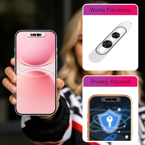 Privacy Cover Compatible for iPhone 17/16 Plus/16, [2-Pack] Anti-Spy Camera Lens Protector with Front Camera Cover, On/Off Face ID Compatible,Anti-Spy Guard, Privacy & Security Protection, Black