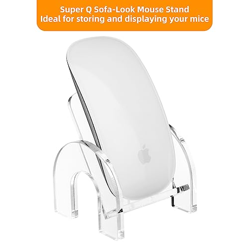 Mouse Holder Stand for Apple Magic Mouse 1 & 2 Easy Charging, Mouse Display Stand Compatible with Magic Mouse and Slim Flat Mice, Clear Acrylic Small Mouse Desktop Holder - style: sofa shape