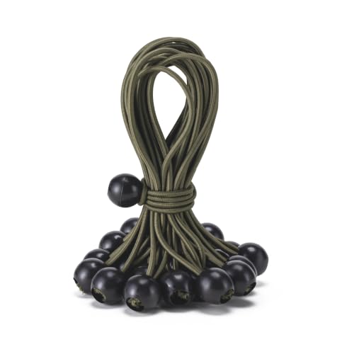 30 Pack Ball Bungee Cord, 6Inch Heavy Duty Bungie Cord Balls Canopy Tarp Tie Down Bungee Balls for Camping, Tents, Cargo,Holding Wire and Hoses, Patio Umbrellas, Awning (Black/Olive Green) - color: Black/Olive Green, size: 6 Inch